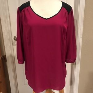By & By women’s blouse. Purple/wine and black